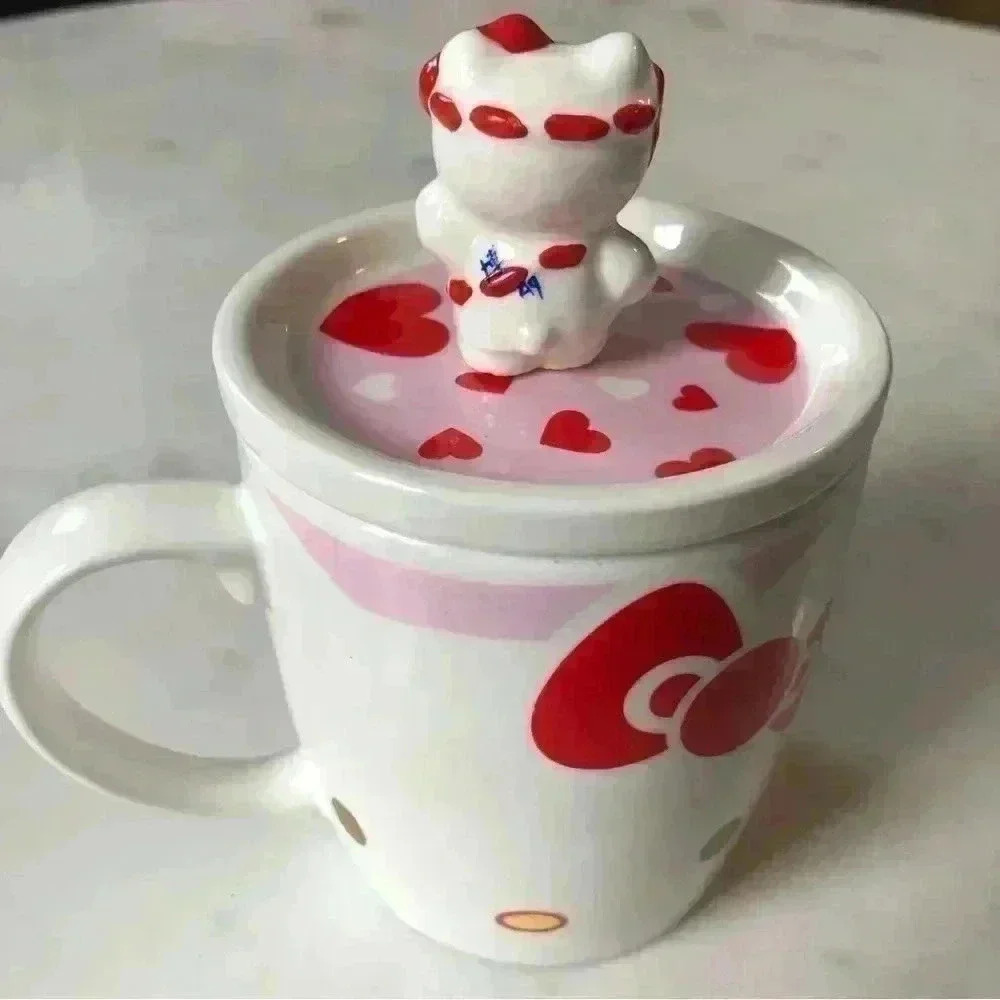 RARE Sanrio Hello Kitty 2010 hearts pattern mug set, made in  Japan - Picture 3 of 10
